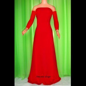 Red Cotton Dress for My Size Barbie Doll 36" New, Long, Elegant ;)